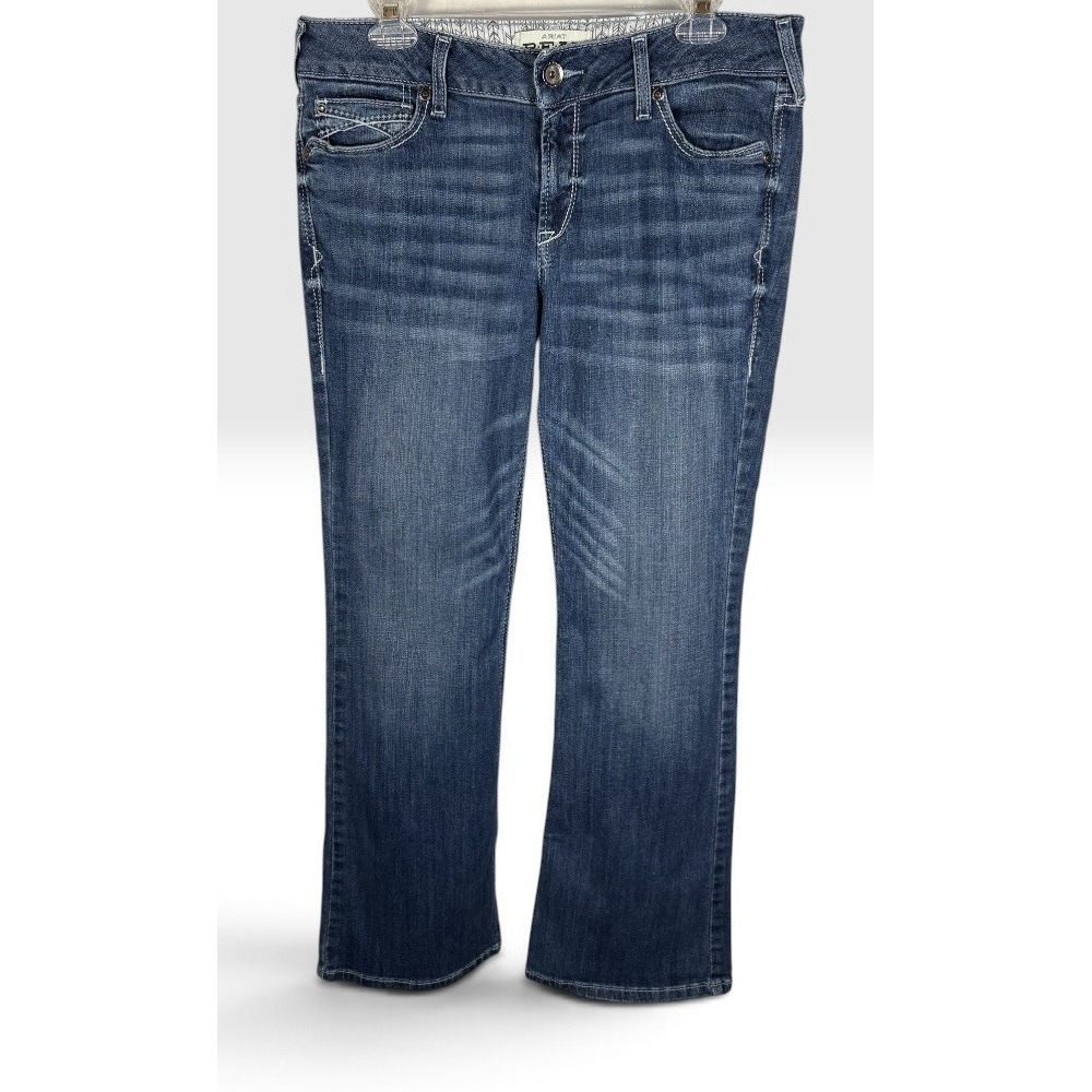 Ariat Women's Real Arrow MR Bootcut Jeans 31 S Mid Rise Stretch Blue Denim -2245 - Picture 2 of 9